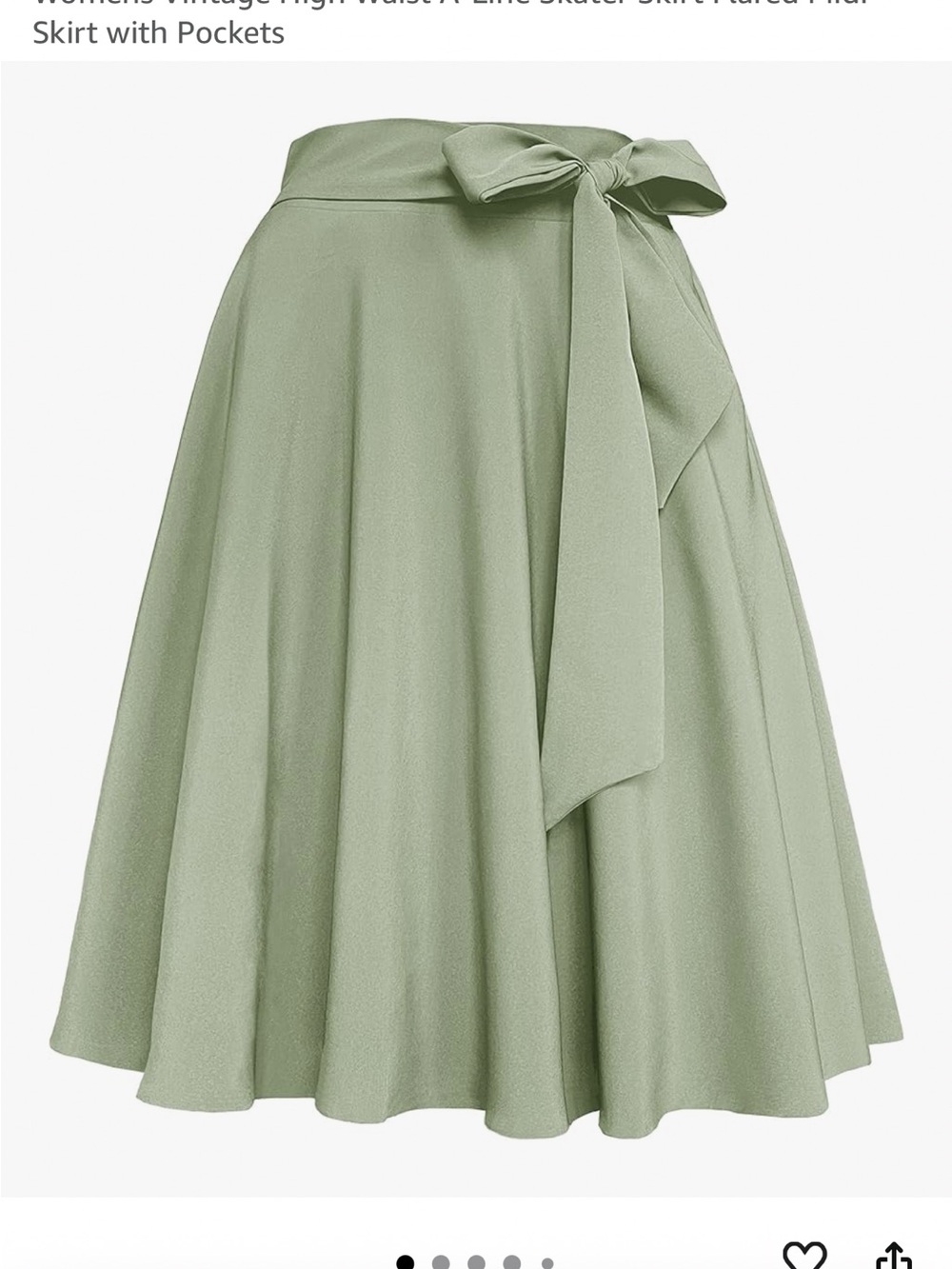 Afibi Brand A-Line Skirt with Bow Tie in Sage Green